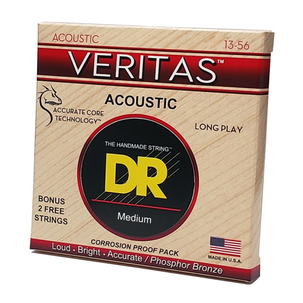 Струни для акустичної гітари DR Strings VERITAS Coated Core - Medium (13-56)