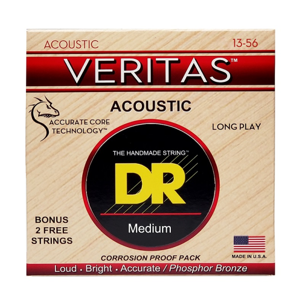 Струни для акустичної гітари DR Strings VERITAS Coated Core - Medium (13-56)