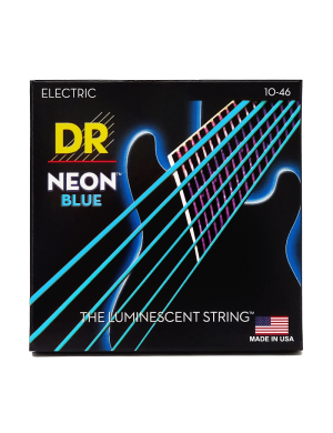 Струны для электрогитары DR Strings NEON Blue Electric – Medium (10-46), с покрытием K3™, синие