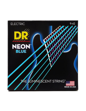Струны для электрогитары DR Strings NEON Blue Electric – Light (9-42), синие, с покрытием K3™