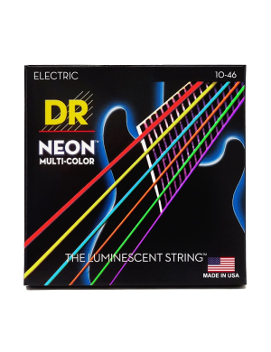 Струны для электрогитары DR Strings NEON Multi-Color Electric – Medium (10-46) с покрытием K3™