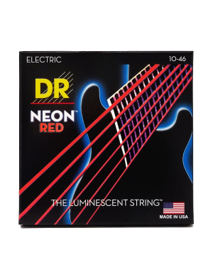 Струны DR Strings NEON Red Electric Medium 10-46 – неоновые струны для электрогитары, K3 покрытие