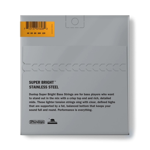 Струни для бас-гітари DUNLOP DBSBS40120 SUPER BRIGHT STEEL 40-120