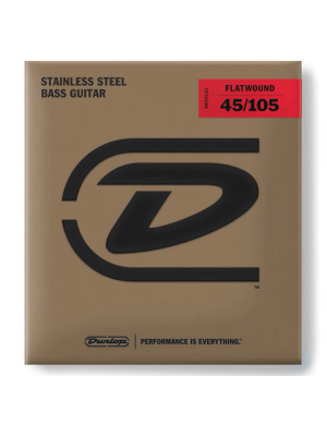 Комплект струн для бас-гитары DUNLOP DBFS45105 STAINLESS STEEL FLATWOUND BASS 45-105