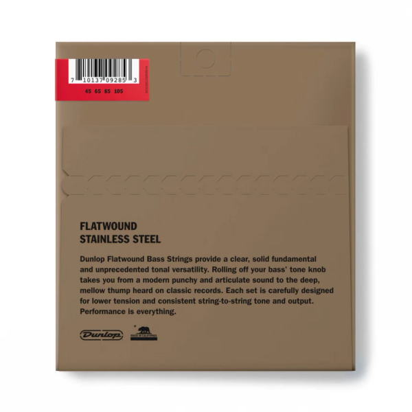 Комплект струн для бас-гітари DUNLOP DBFS45105 STAINLESS STEEL FLATWOUND BASS 45-105