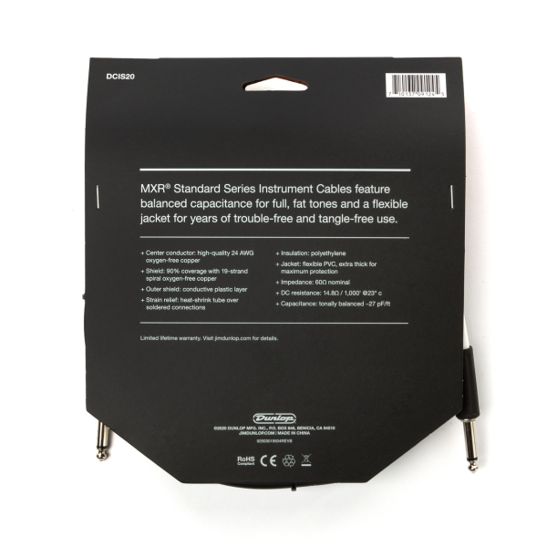 Інструментальний кабель DUNLOP DCIS20 MXR STANDARD INSTRUMENT CABLE 20ft Інструментальний кабель DUNLOP DCIS20 MXR STANDARD INSTRUMENT CABLE 20ft