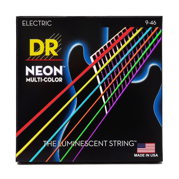 Струни для електрогітари DR Strings NEON Multi-Color Electric – Light Heavy (9-46) з покриттям K3™