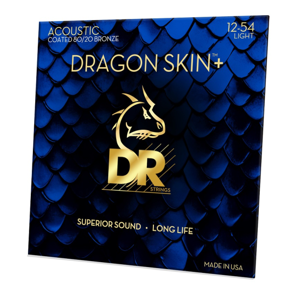 Набір струн для акустичної гітари DR Strings DRAGON SKIN+ Acoustic Phosphor Bronze - Light (12-54)