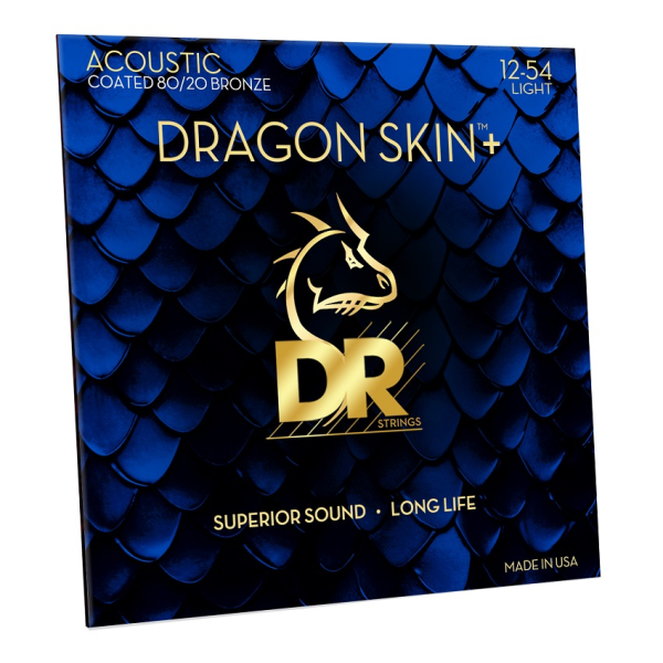 Набір струн для акустичної гітари DR Strings DRAGON SKIN+ Acoustic Phosphor Bronze - Light (12-54)