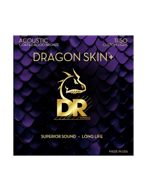 Набор струн для акустической гитары DR Strings DRAGON SKIN+Acoustic 80/20 Bronze - Custom Light 11-50