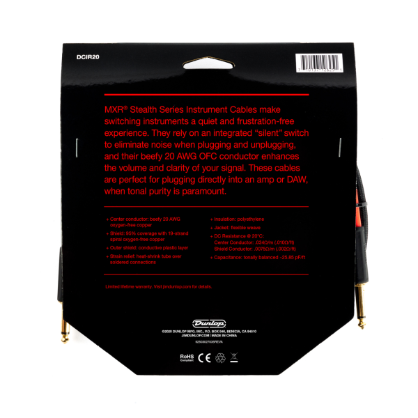 Інструментальний кабель Jack 6.3 моно тато - Jack 6.3 моно тато MXR Stealth DCIR20 6.1m Інструментальний кабель Jack 6.3 моно тато - Jack 6.3 моно тато MXR Stealth DCIR20 6.1m