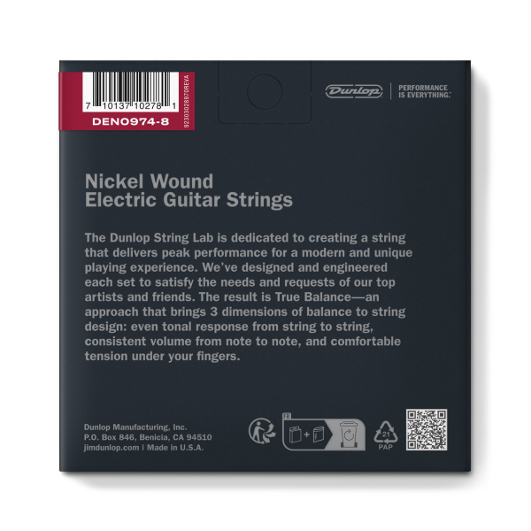 Струни для електрогітари DUNLOP DEN09748 NICKEL WOUND ELECTRIC GUITAR STRINGS 09-74