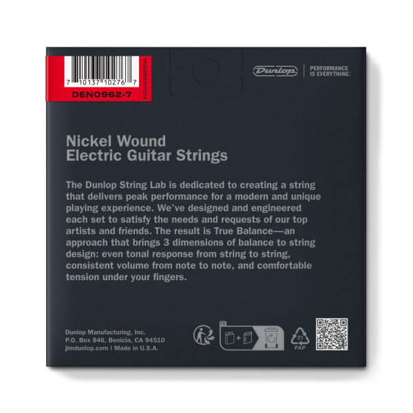Струни для електрогітари DUNLOP DEN09627 NICKEL WOUND ELECTRIC GUITAR STRINGS 09-62