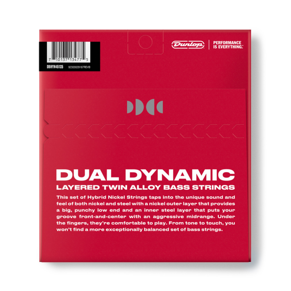 Струни для бас-гітари DUNLOP DBHYN45125 DUAL DYNAMIC LAYERED NICKEL BASS STRINGS 45-125