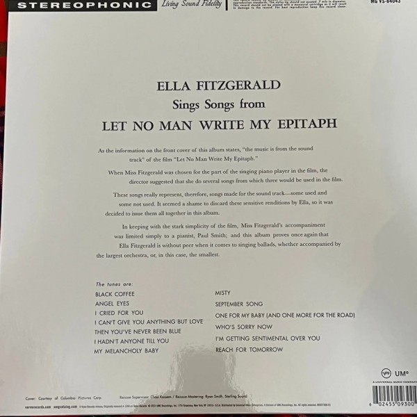Вінілова платівка Ella Fitzgerald - Ella Fitzgerald Sings Songs From Let No Man Write My Epitaph [LP
