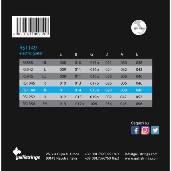 Струни для електрогітари Gallistrings RS1149 REGULAR HEAVY