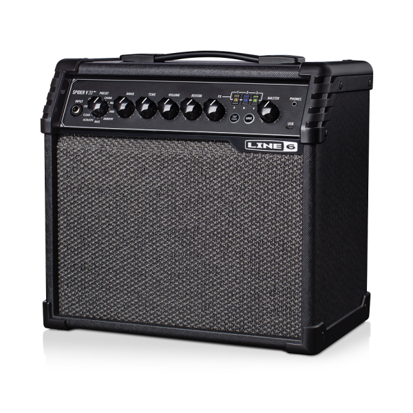 Гітарний комбопідсилювач LINE 6 SPIDER V 20 MKII – 20 Вт, моделюючий, домашня практика, ефекти, USB