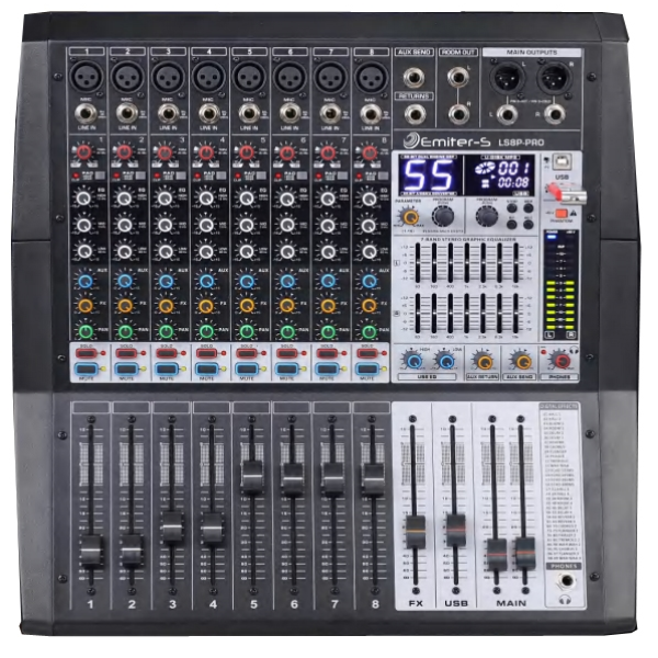 Активний пульт мікшерний Emiter-S LS8P-PRO-500 Активний пульт мікшерний Emiter-S LS8P-PRO-500