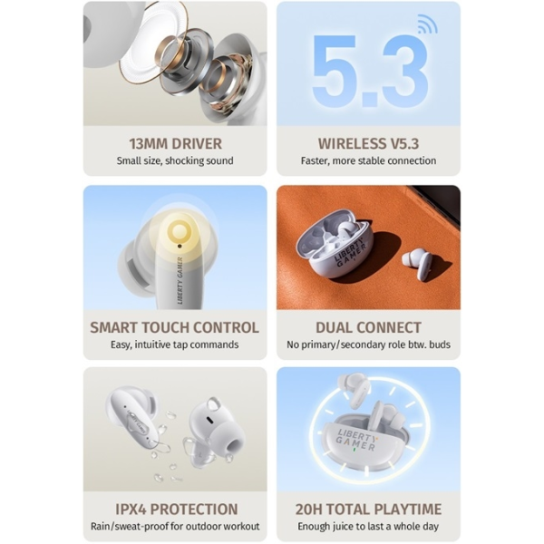 Бездротові вакуумні TWS навушники Takstar LE100W Liberty Gamer