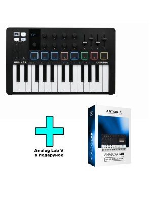 MIDI-клавіатура Arturia MiniLab 3 Black Edition + Arturia Analog Lab V