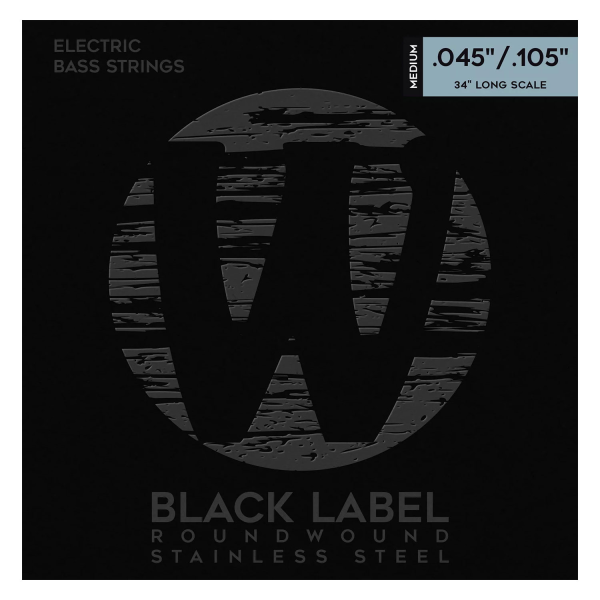 Струни для бас-гітари Warwick 40200 Black Label 4-String (45-105, Medium, нержавіюча сталь, США)