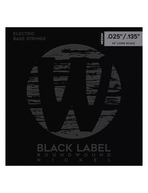 Струни для бас-гітари WARWICK 41401 Black Label, Nickel-Plated, Medium 6-String (25-135)
