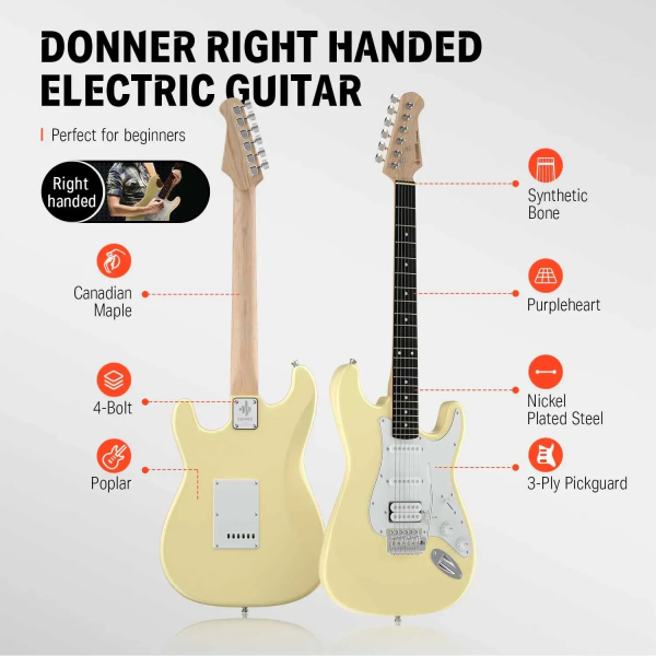 Гітарний набір Donner Music DST-100 Electric Guitar Kit Yellow EC1169