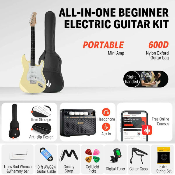 Гітарний набір Donner Music DST-100 Electric Guitar Kit Yellow EC1169