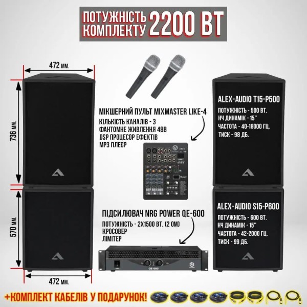 Акустичний комплект SET15 (2200 Вт.) Акустичний комплект SET15 (2200 Вт.)