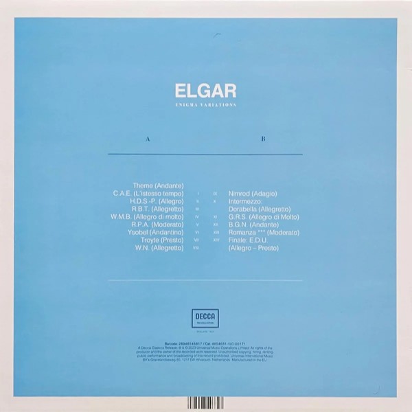Вінілова платівка Elgar, Sir Georg Solti, Vienna Philharmonic - Enigma Variations (Colored Vinyl) [L
