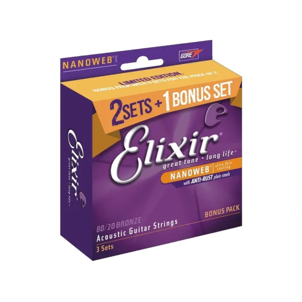 Струни для акустичної гітари Elixir AC 8020 NW L (3 Pk)