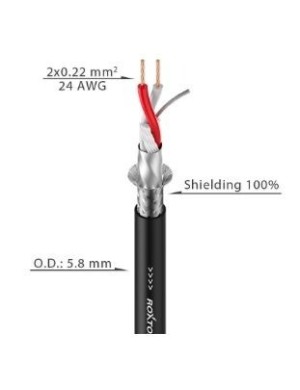 Кабель DMX Roxtone DMX022, 2х0.22 кв. мм, вн. діаметр 5,8 мм, 100 м