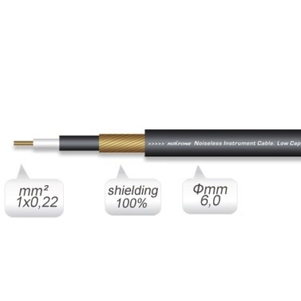 Кабель інструментальний Roxtone GC010, 1х0.22 кв. мм, вн. діаметр 6 мм, 100 м Кабель інструментальний Roxtone GC010, 1х0.22 кв. мм, вн. діаметр 6 мм, 100 м