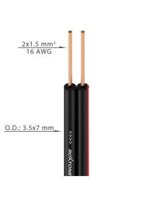 Кабель плоский Hi-Fi Roxtone SC008B, 2х1.5 кв. мм, зн. диаметр 3.5x7 мм, 100 м