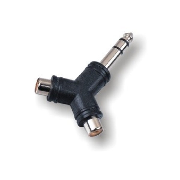 Перехідник Roxtone RA048 2 x RCA female (мама) - Jack 6.3 stereo male (тато)