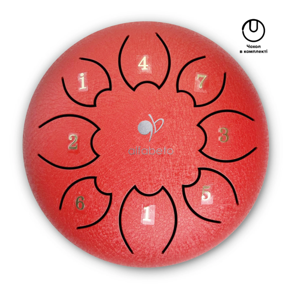 Ґлюкофон Alfabeto GLP6-8RD 6" (глюкофон з 8 пелюстками, червоний, з комплектом аксесуарів)