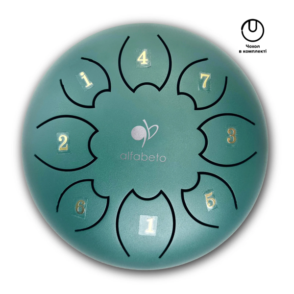 Ґлюкофон Alfabeto GLP6-8DG 6" (глюкофон з 8 пелюстками, темно-зелений, з комплектом аксесуарів)