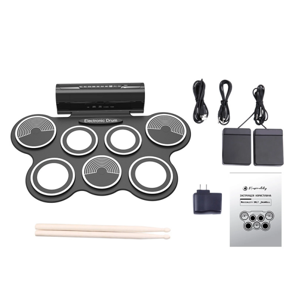 Гнучка електронна ударна установка Musicality DRL7 DrumRoll – 7 педів, педалі, USB/MIDI, портативна