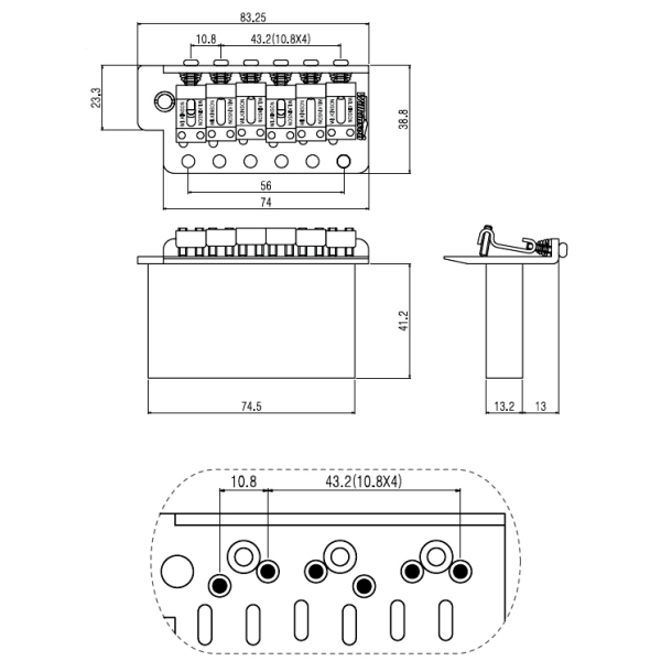 Тремоло для електрогітари PAXPHIL WVCSB (CR)