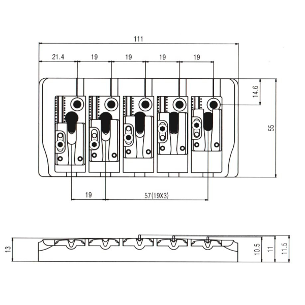Бридж для 5-струнної бас-гітари PAXPHIL BB405 (GD)
