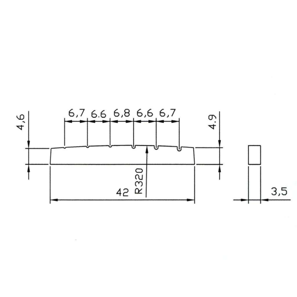 Верхній поріжок для електрогітари PAXPHIL NT005 (WH)