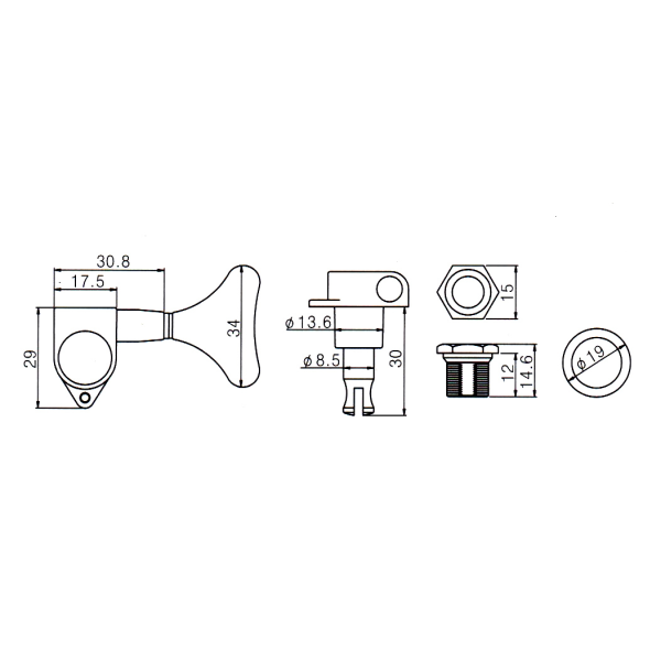 Колки для бас-гітари PAXPHIL JB150 2 + 2 (CR)
