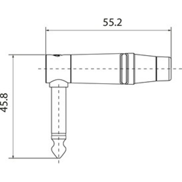 Роз'єм кутовий Roxtone RJ2RPP-RD-NG Jack 6,3 (mono)