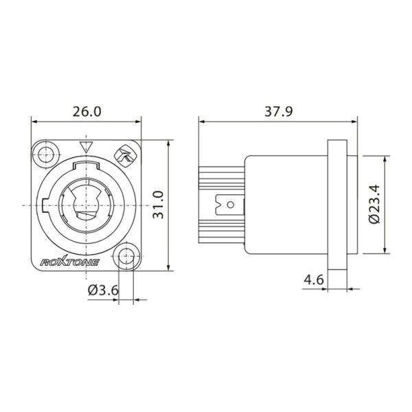 Роз'єм панельний powerCON Roxtone RAC3MPO-WP