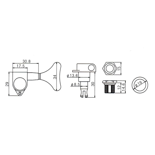 Кілки для бас-гітари PAXPHIL JB-150 2+2 BK