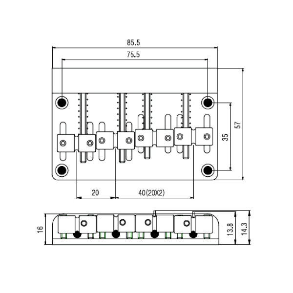 Бридж для бас-гітар PAXPHIL BB012 (CR)
