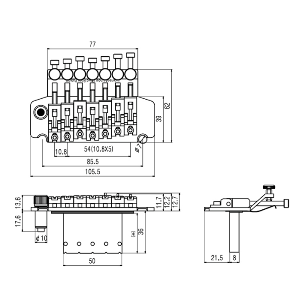 Тремоло для 7-струнної електрогітари PAXPHIL BL007 (BK)