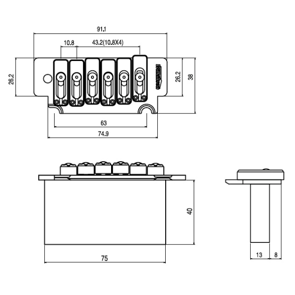 Тремоло для електрогітари PAXPHIL WVS 50K (CR)