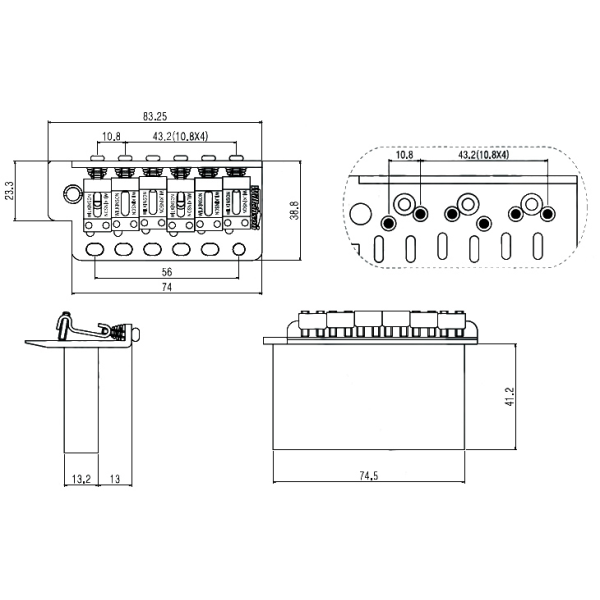 Тремоло для електрогітари PAXPHIL WV6SB (CR)