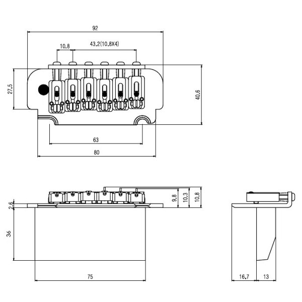 Тремоло для електрогітари PAXPHIL BS108C (Chrome)